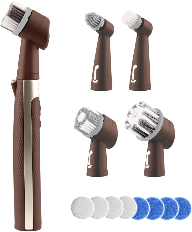 Horsepower Pocket Pony, AS SEEN ON TV, Waterproof, Cordless, Pocket-Sized, Oscillating Power Scrubber, Deep Clean, Tight Spaces, Rechargeable, Grout Lines, Corners & Detailing, 5 Brush Heads & LED