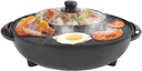 Electric Smokeless Grill and Hot Pot 2 in 1, Multifunctional Round Pot, Hot Pot Plate, Circular Edition Hotpot Grill Combo Korean BBQ, Non Sticky Pot Black 110v.