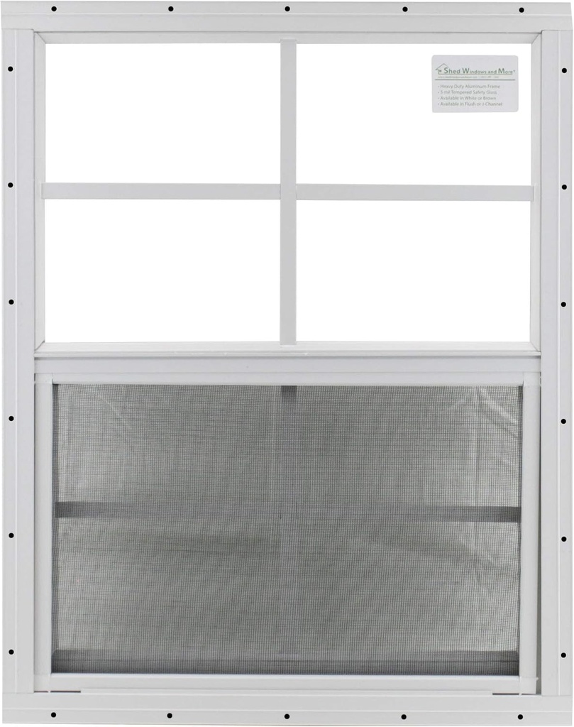 Shed Windows and More 24" X 27" Window Aluminum Frame White Flush Safety/TEMPERD Glass Storage Sheds Playhouse Tree House