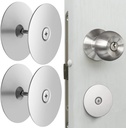 2 Set Door Hole Cover Plate 2-5/8" Diameter Door Hole Filler Plate Stainless Steel Knob, Increase Home Security on Entry, Silver