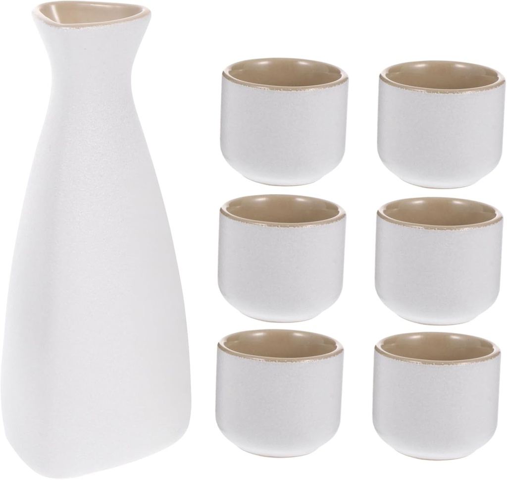 1set Elegant Ceramic Sake Set Vintage Tea Pot and Wine Cups for Entertaining Japanese Style Drinkware for Sake Tea