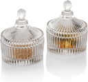 EREST GLOBAL Clear Blown Crystal Candy Jar with Lid, Candy Dish Set of 2, Clear Glass Pharmacist, Wedding Buffet Jar Container (3.7"x 4.4")