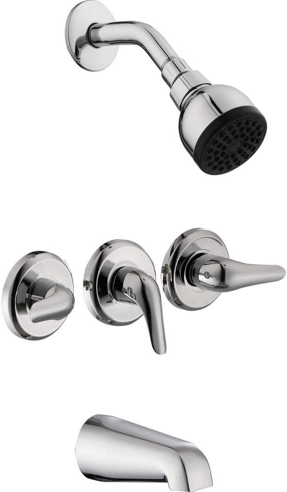 Glacier Bay Aragon 3-Handle 1-Spray Tub and Shower Faucet in Chrome (Valve Included)