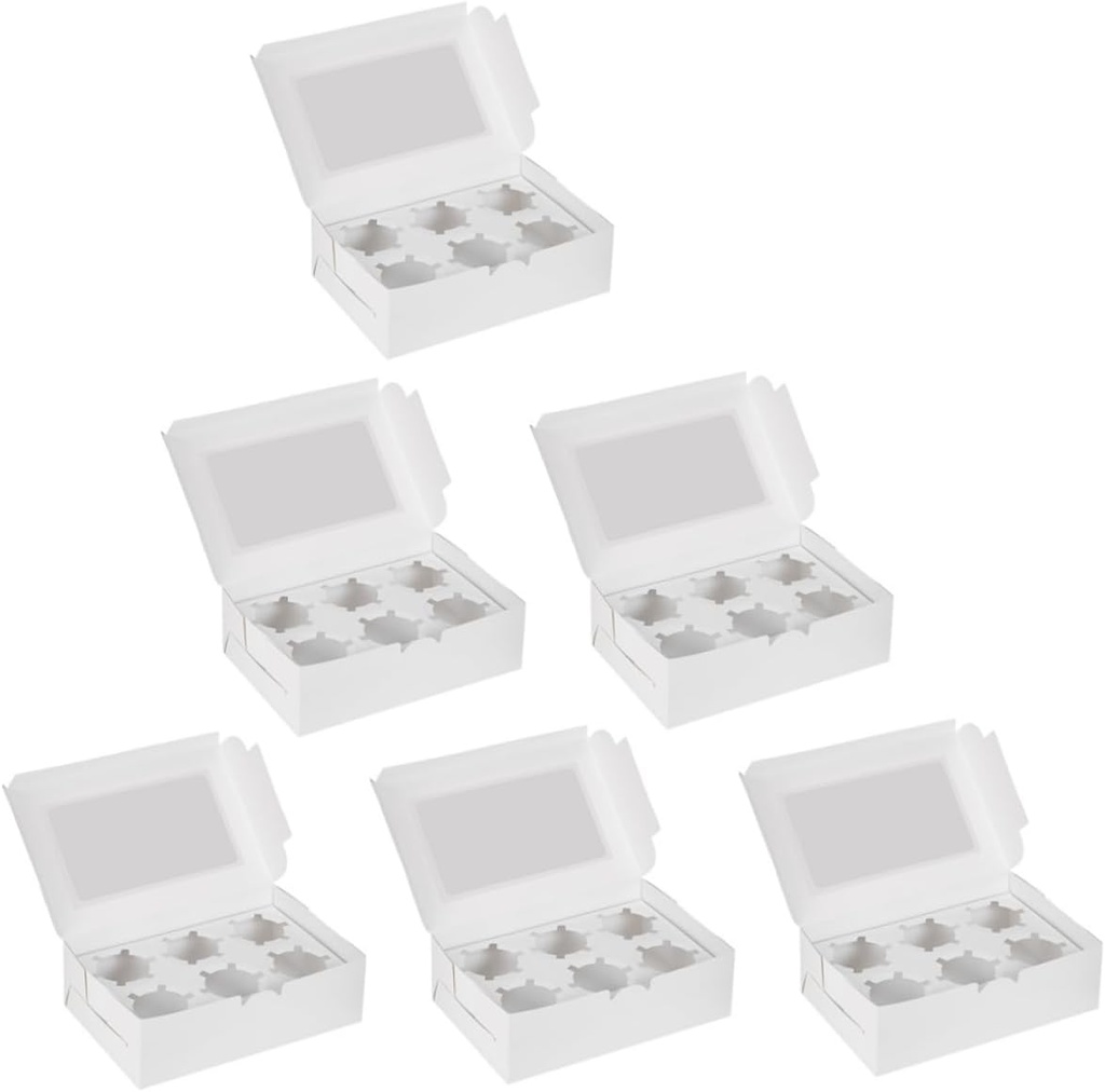 6pcs Cupcake Boxes Cupcake Carrier for Cakes Pastries and Desserts Portable Bakery Packaging for Family Catering Use
