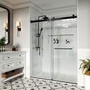 Shower Doors Double Sliding 56-60" W x 72" H Width Adjustable 5/16"(8mm) Easy Clean Tempered Glass Door Frameless Stainless Steel Hardware (Matte Black)