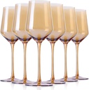 Physkoa Amber Colored Wine Glasses Set 6-16oz Stemmed Brown Wine Glasses With Tall Long Stem and Tulip Bottom,Amber Glassware for Home Deco,Wedding,Birthday