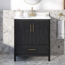 OVE Decors REN Selections Hobart 30 in. Ebony Wood Freestanding Bathroom Vanity with Single Sink, Engineered Marble Countertop and Backsplash Included
