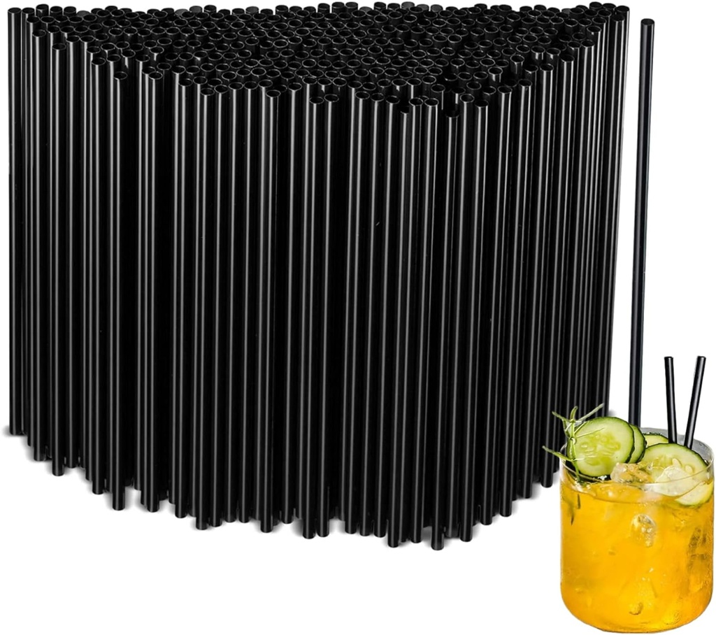 500Pcs Black Disposable Straws，5.12’’ Straight Flat Straw,0.16‘’ Diameter, For Kitchen,Bar,Club,Drinks, Milk, Soda, Party, Whiskey (500, 5.12'')