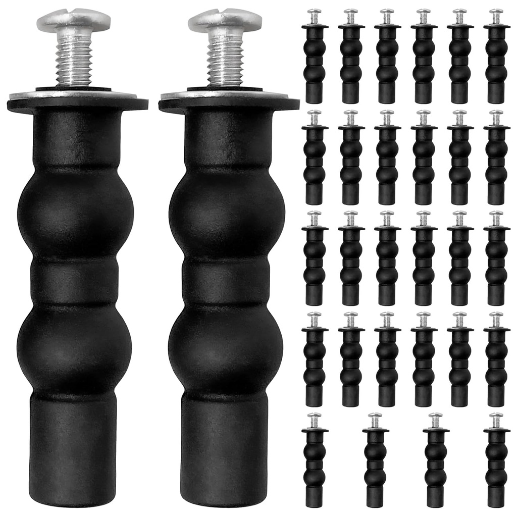 30 Pack Toilet Seat Screws Hinge Bolts, Toilet Lid Screws Fixing Replacement Kit, Expanding Rubber Bolt Top Nuts Set, for Top Mounting Toilet Seat Hinges Tightening Replacement Parts