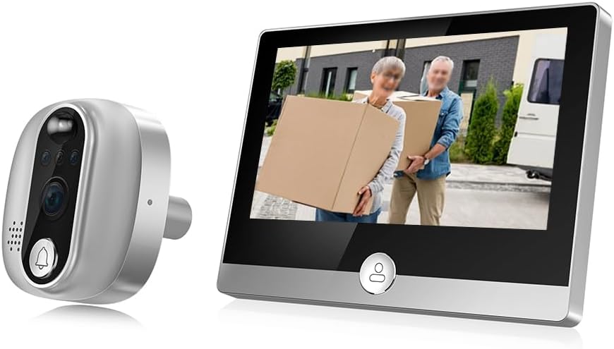 WiFi 1080P Video Doorbell Camera, 2.4GHz Peephole Camera Door Viewer with 4.3inch LCD Display, 120 Degree View Angle, Night Vision, Motion Detection, 2-Way Audio, Rechargeable Battery