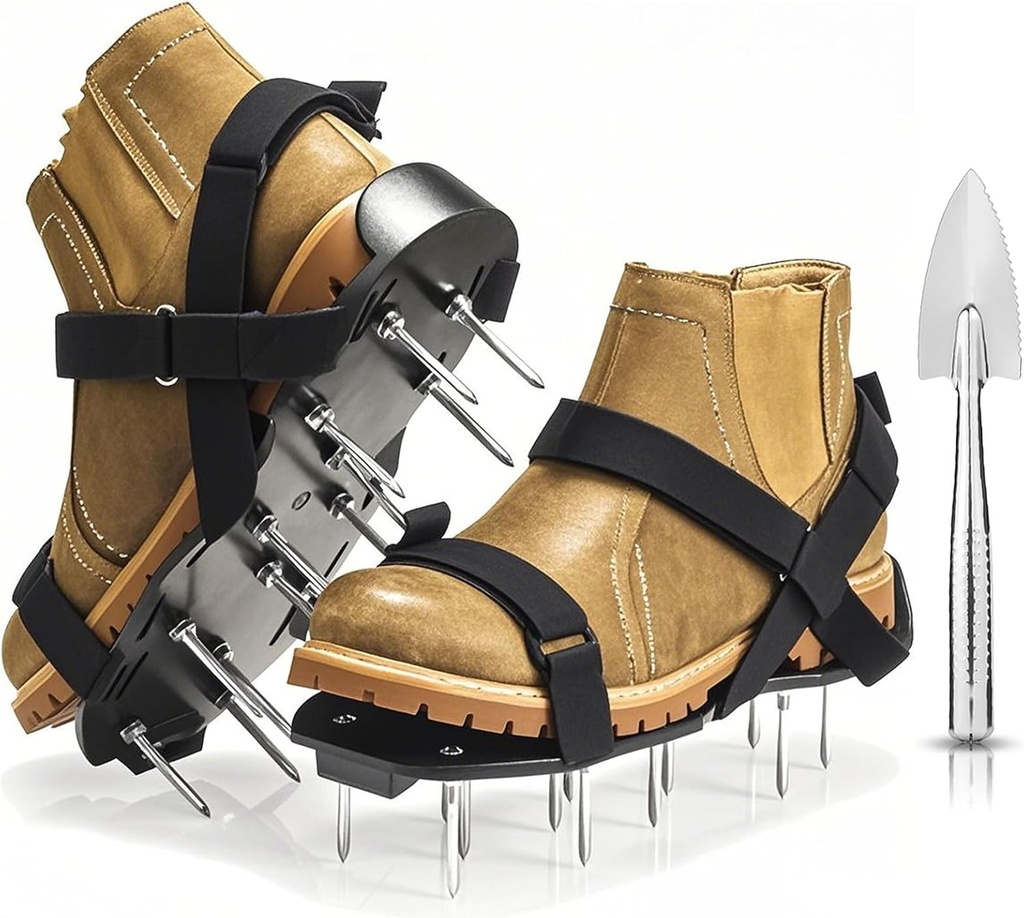 Lawn Aerator Shoes with 2.1” Spikes for Grass Aeration, Spiked Shoes for Lawn Care, Adjustable Heavy-Duty Strap Fit, Gardening Aerator Tool for Yard, Soil & Epoxy Floors