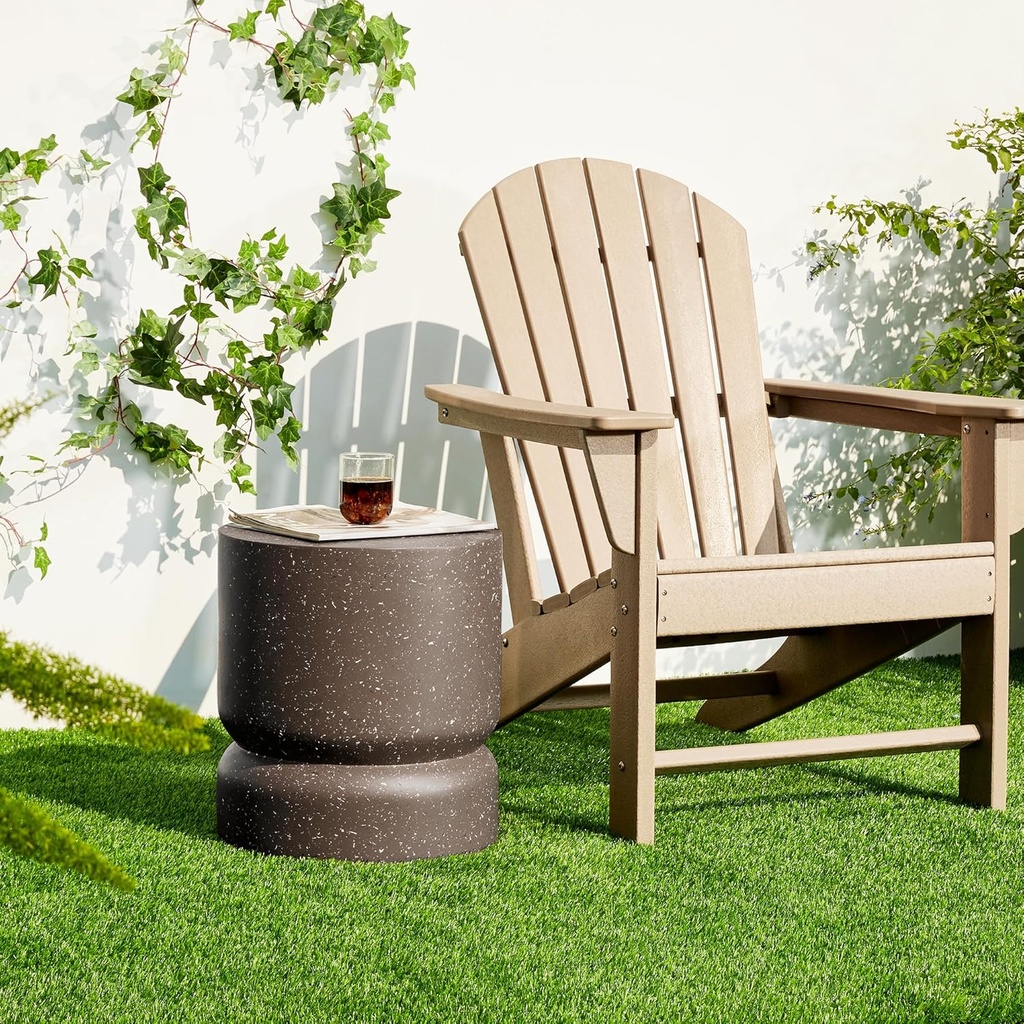 Giltzhome Decorative Garden Stool, 17.25" H Faux Terrazzo Antique Accent Table Side Table Plant Stand for Garden Patio Lawn Home Indoor Outdoor, Coffee