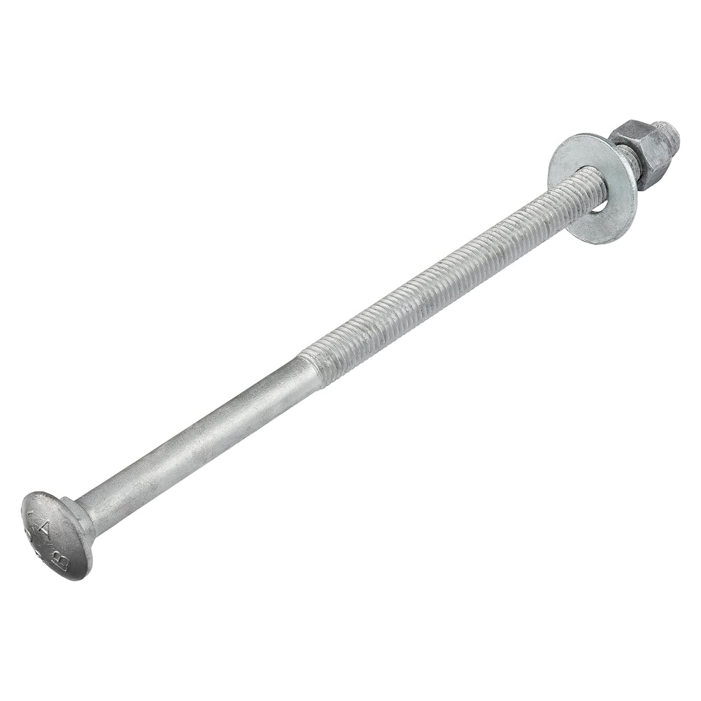 1/2" x 10" (25 Pack) Galvanized Carriage Bolt Kit Grade 307A Includes 1/2" USS Flat Washers (25 pcs) and 1/2"-13 Hex Nuts (25 pcs), Hot Dip Galvanized for Exterior Use by Makers Bolt