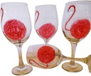 Hand painted flamingo glitter goblets. set of 4 20 ounce white wine gobblets. usa