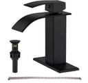 Black Bathroom Faucet Waterfall Single Handle Bathroom Sink Faucet with Pop-up Drain, Bathroom Faucet One Hole or 3 Hole with Deck Plate