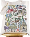 WZMPA New Orleans Travel Tote Bag - Louisiana Souvenir Gift - Reusable Grocery Bag