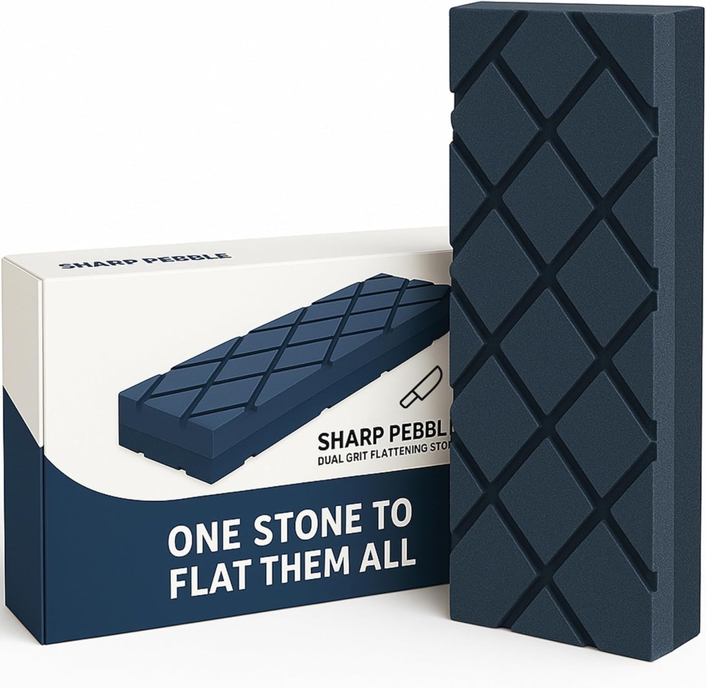Sharp Pebble Large Flattening Stone- Dual Grit Coarse/Fine Sharpening Stones Flattener- Diamond Grooves Whetstone Fixer-Re Level Any Whetstones & Waterstones