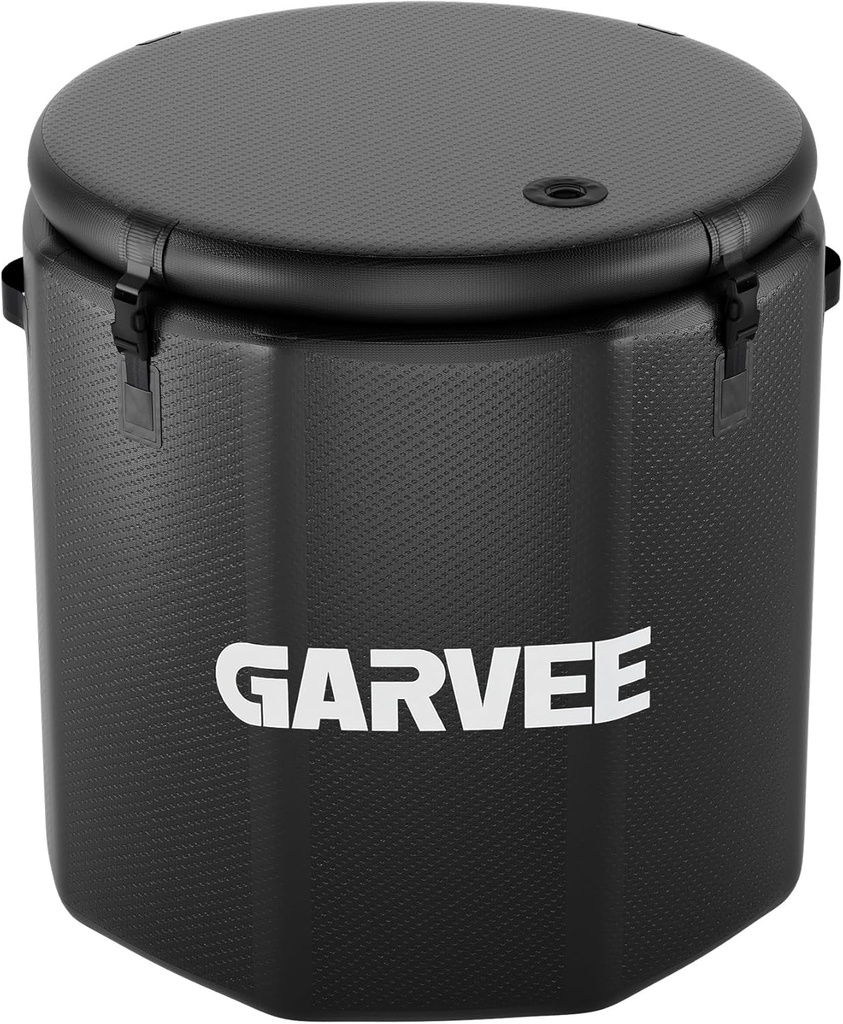 Ice Bath Tub for Athletes, Compatible with Water Chillers, 186 gal Inflatable Cold Plunge Tub with Insulated Lid, Portable Cold Water Therapy Ice Pod for Recovery (Black, 186 gal)