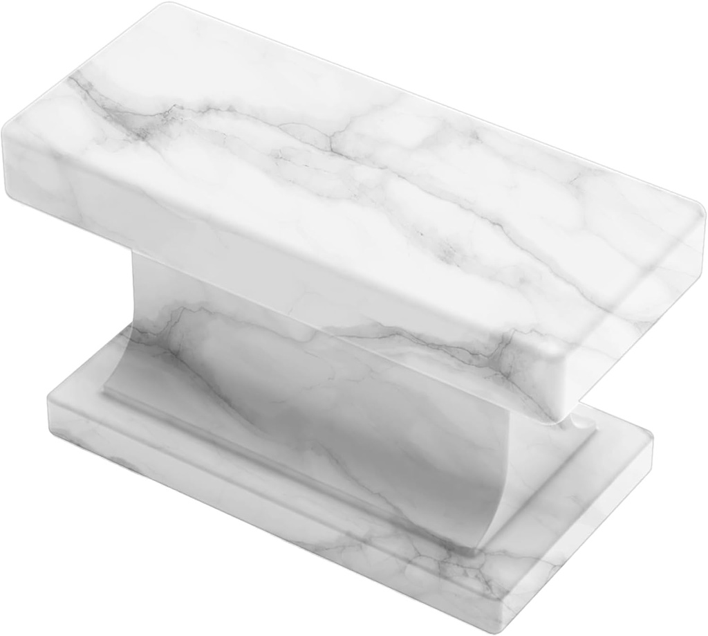 Alzassbg 10 Pack White Marble Zinc Alloy Cabinet knobs, 1.46 Inch(37mm) Metal Cabinet Hardware Rectangle Knobs for Cupboard and Drawers AL6061WMB