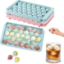 2 Pack Round Ice Cube Trays - 0.8" 66PCS Tiny Sphere Ice Ball Maker Molds, BPA-Free Plastic Stackable Circle Ice Cube Tray for Freezer with Lid, Mini Sphere Ice Mold for Cocktail/Whiskey/Coffee/Drinks