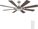 ELEHINSER 72 Inch Ceiling Fan with Lights and 3 Downrods, 8 Plywood Blades, 6-Speed Noiseless Reversible DC Motor, 3CCT, Windmill Ceiling fan for Kitchen Bedroom Living Room, Nickel and Grey