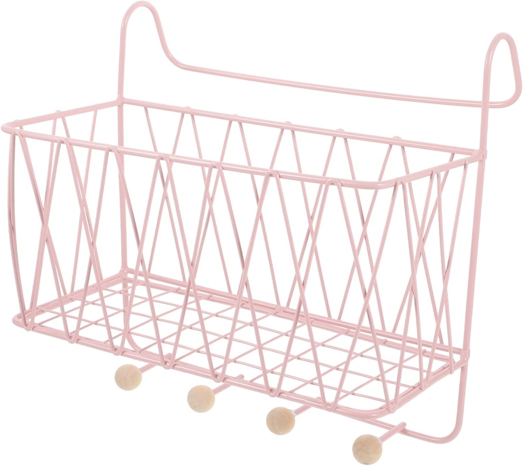 NOLITOY Wall Mounted Iron Hanging Basket Organizer Hooks Storage for Sundries Certificates Awards Elegant Wire Design for Home Kitchen Bathroom