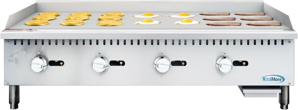 KoolMore 48 in. Natural Gas 4- Burner Griddle with 90,000 BTU in Stainless-Steel, ETL Listed (KM-GG4-48M)