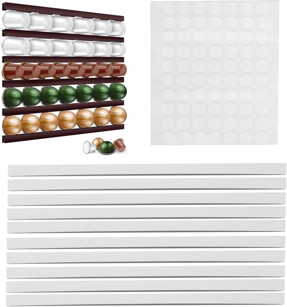 DIY Coffee Capsule Holder, Plastic DIY Adhesive Coffee Pod Dispenser Espresso Pods Holder Coffee Capsule Pods Holder Long Coffee Pod Hanger for Coffee Capsule (White)