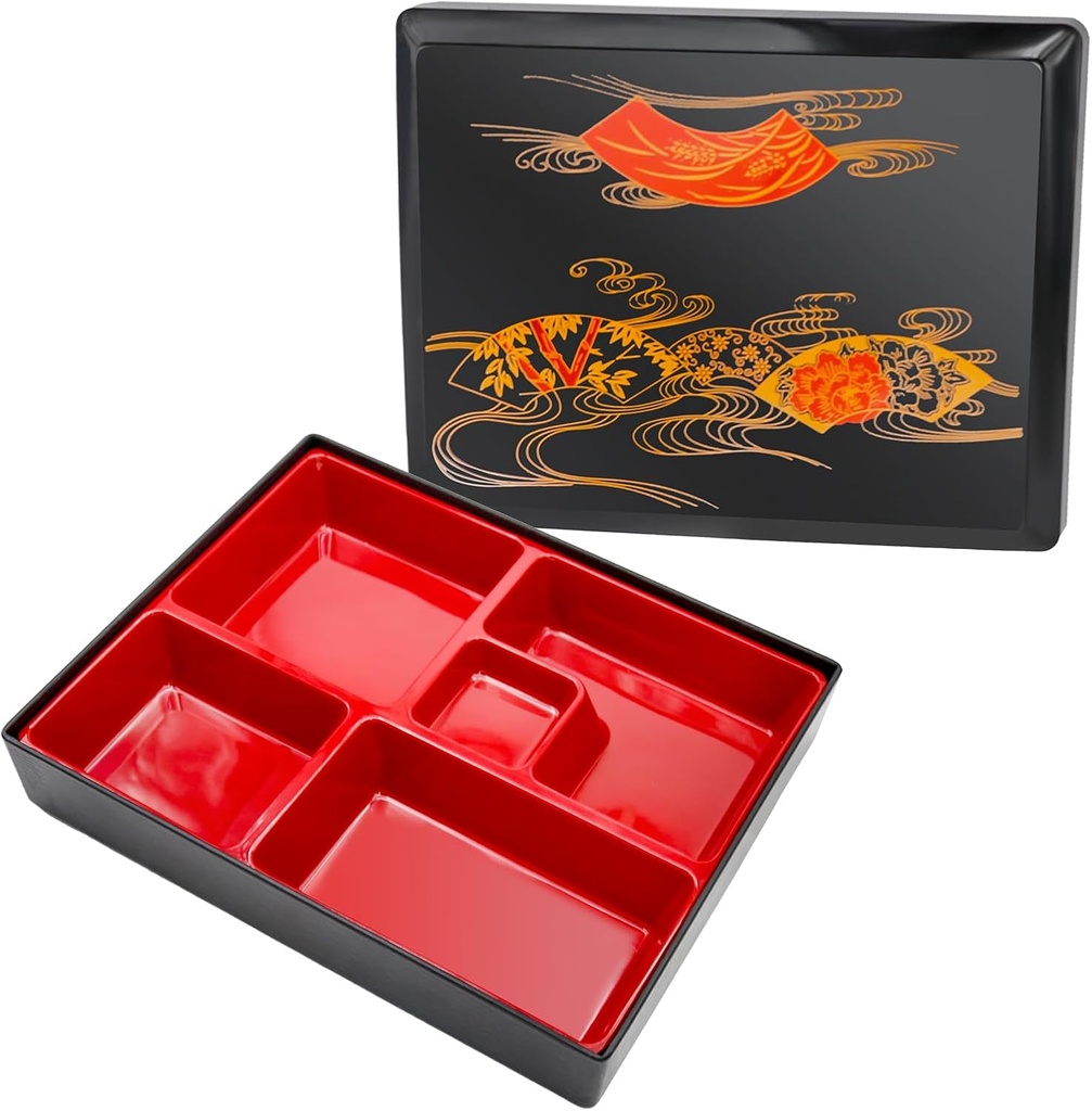 UOIENRT Japanese Bento Box with Lid, Japanese Sushi Tray Lunch Box Plastic Snack Serving Tray Traditional Bento Box for Home Restaurant (Large)