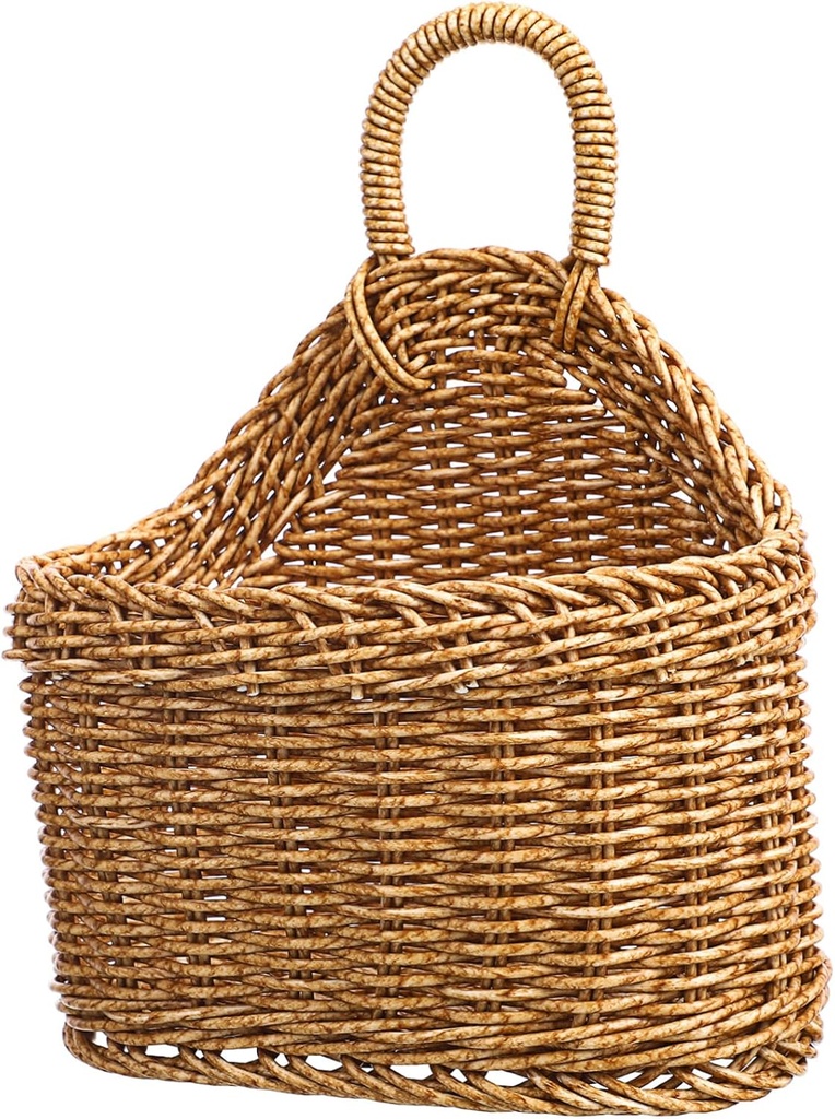 Cabilock 2pcs Woven Hanging Storage Basket for Kitchen Rustic Rattan Organizer for Garlic Ginger and Vegetables Capacity Wall Decor for Use