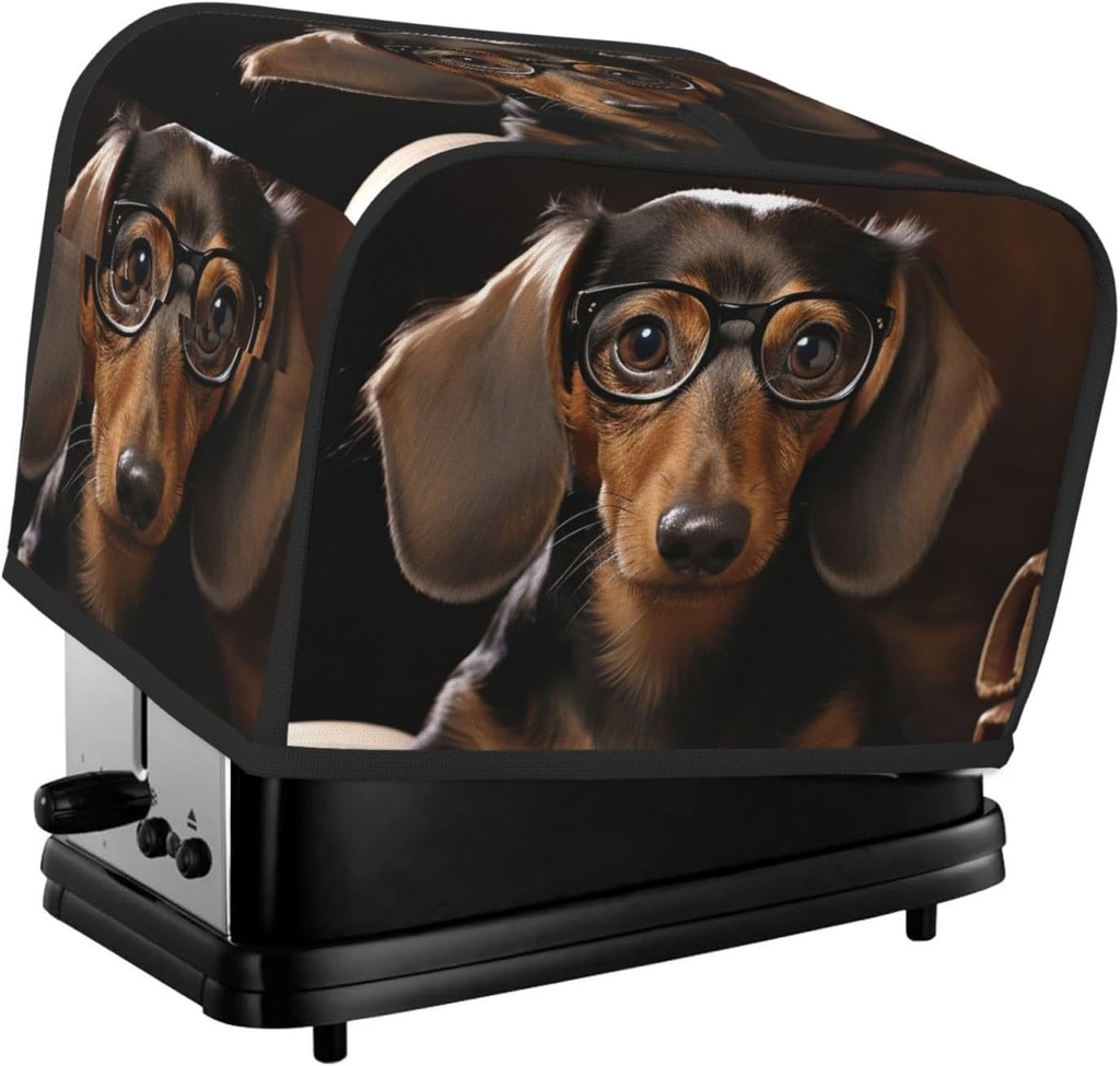 2 Slice Toaster Cover with Pocket Universal Size Toasters Dusts Covers Dachshund Book Bread Machine Cover & Protection Bread Machine Protector Small Kitchen Appliance Covers