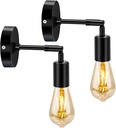 jose2015 Retro Vanity Wall Lights Set of 2, Industrial Black Wall Lighting Ceiling Light Fixture E26 Wall Mount Lights for Bedroom Living Room Bathroom Vanity Room.