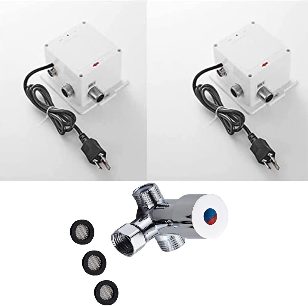 Two Automatic Sensor Control Box AC/DC Power Matching Water Temperature Mixer Vlave for Touchless Bathroom Sink Faucet