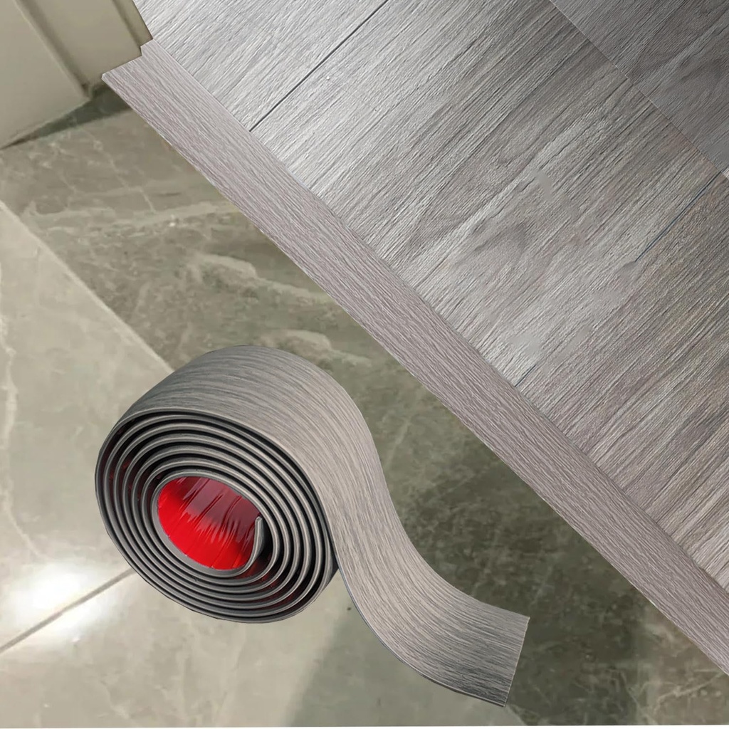 Floor Transition Strip Self Adhesive Laminate Floor Strip Threshold Seam CoverStrip,for Laminate Floor Gaps and Doorway Transitions,Elegant Wood Grain Design（7ft Light Gray Woodgrain