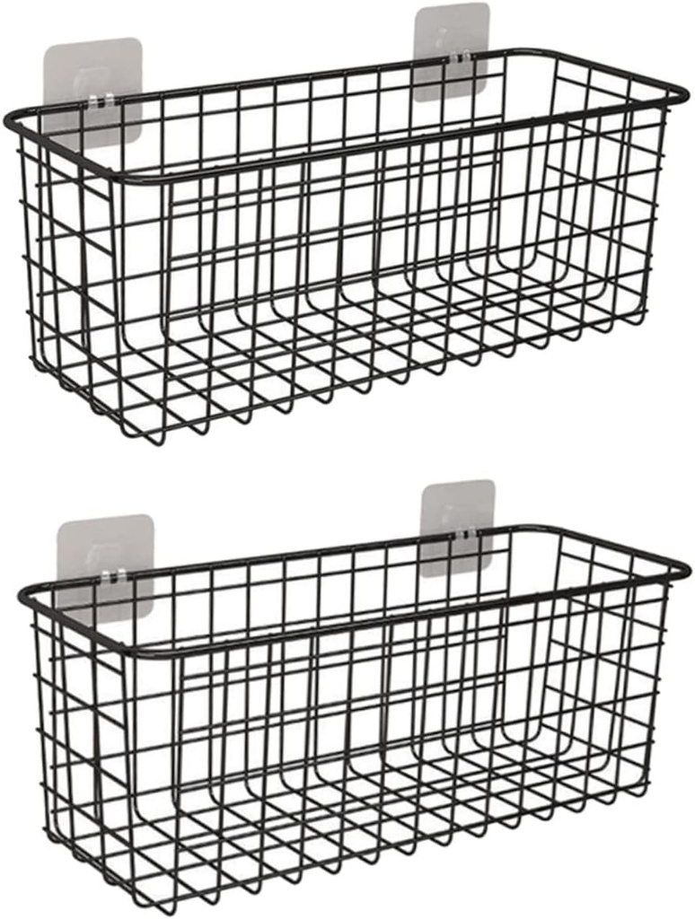 Hanging Kitchen Basket Set 2pcs Wire Baskets for Pantry Organizer Bins Space-saving Cabinet Organizers and Storage