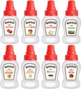 8 Pcs 1.4 oz Mini Condiment Squeeze Bottles with Lids, Ketchup Bottle for Lunch Box, Small Squeeze Bottle for Sauces Salad Dressing Honey Mustard Oil Liquids Squirt Bottles Bento Box Accessories