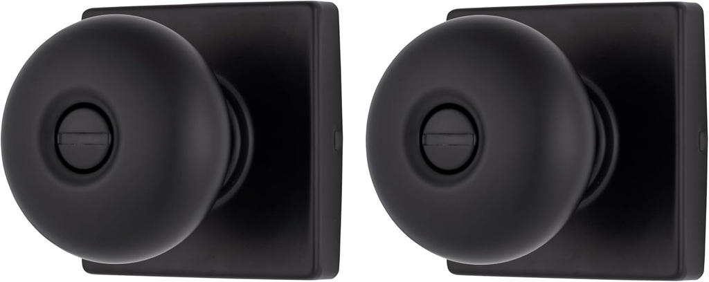 BRINKS – Contemporary Privacy Locking Interior Ball Door Knob, Matte Black - Designed for Sleek and Modern Homes and Blends Seamlessly with Interior Décor (E2436-122) (2 Pack)