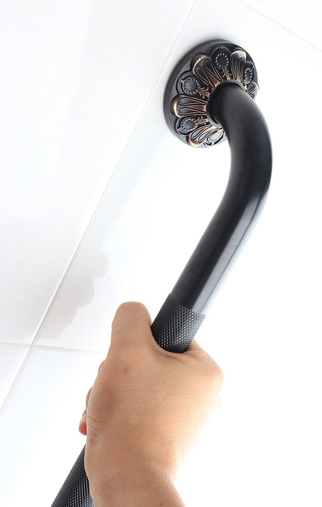 18" Bathroom Anti-Slip Grab bar, Bathtub Textured Shower Bar, Home Saftey Armrest, Toilet Hand Rail, Oil Rubber Bronze Finish