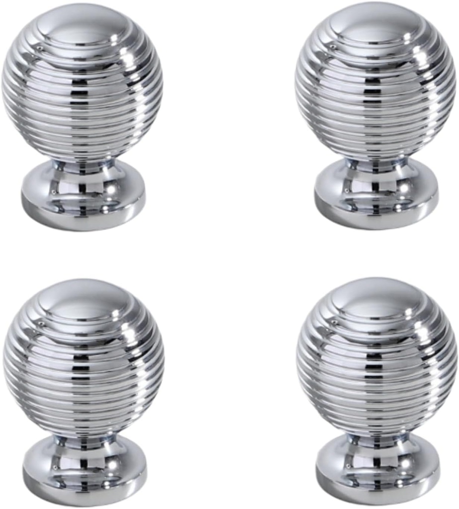 Kids Drawer Pulls 4 Pack Chrome Plated Silver Handle Wardrobe Door Knob Bright Silver Pure Copper Single Hole Cabinet Drawer Wardrobe Door Knob, 28 * 28mm