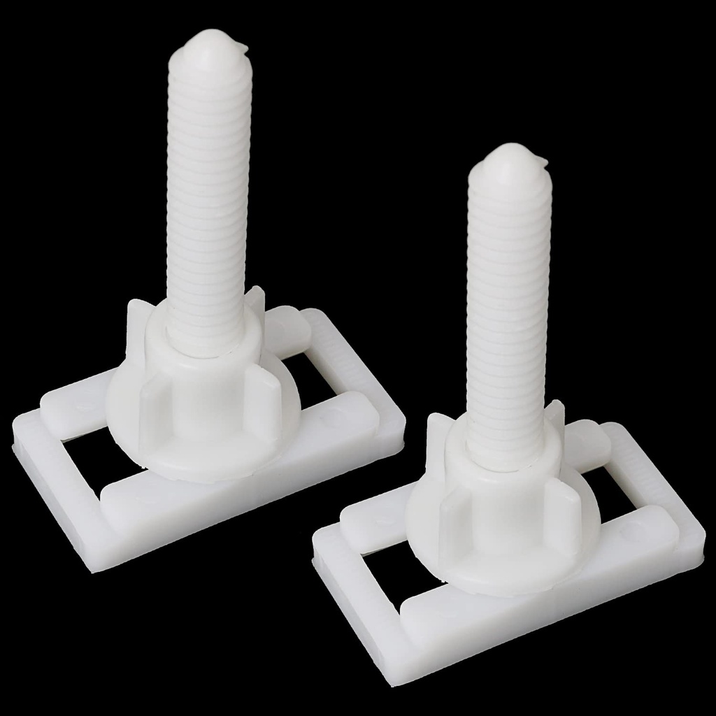 Rectangular Toilet Seat Hinge Bolt Screw FMHXG 2PCS 4.5x2.4x6.1cm White Plastic Toilet Seat Cover Hinge Blind Hole Rectangular Bolts with Nuts Washers