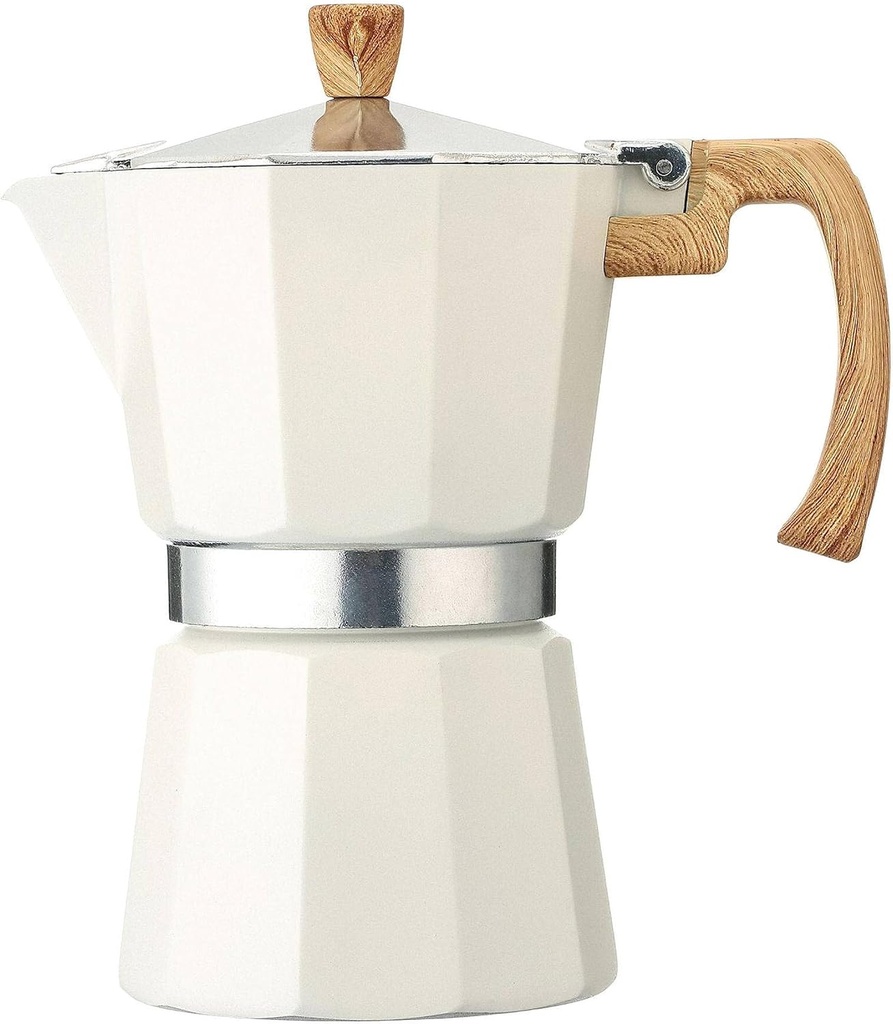 Kitchen Stovetop Espresso Maker - Moka Pot - Percolator Coffee Maker - Classic Cuban & Italian Espresso - Portable Coffee Maker for Camping & Travel - (White)