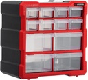 INTERTOOL Small Parts Organizer - 12 Removeable Bin Drawers - Tool Box for Storing Hardware and Garage Organization - For Screws, Bolts, Legos, Arts and Crafts - 10” x 10” x 6” - BX08-4024
