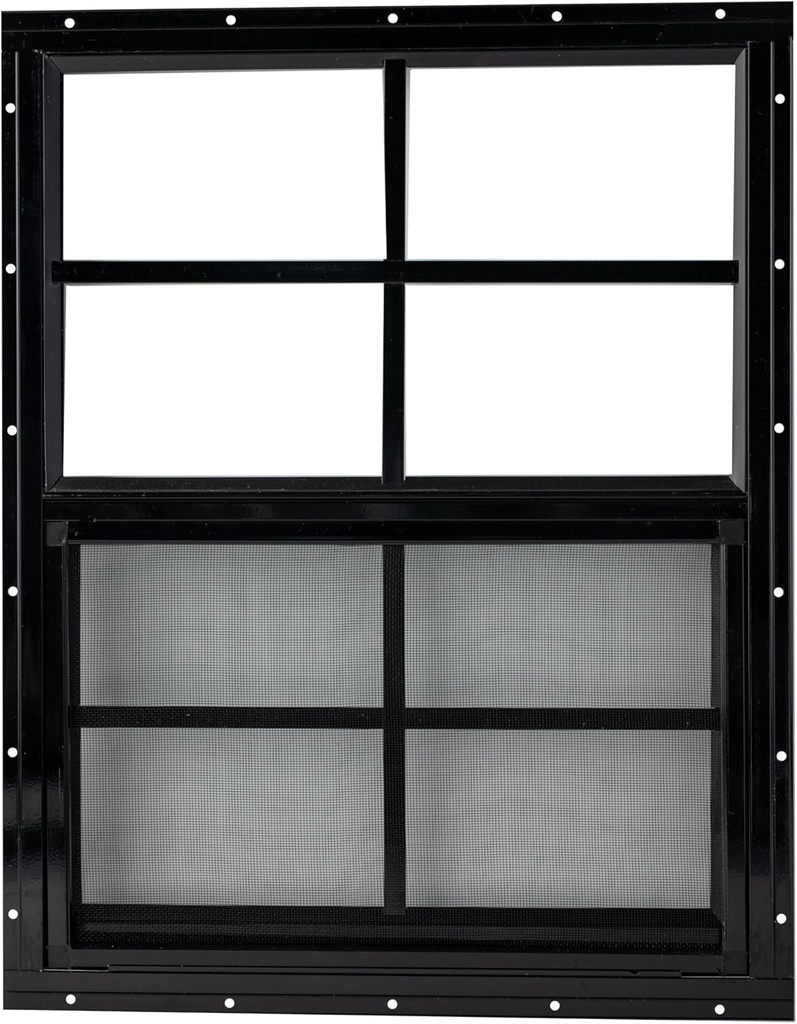 Shed Window 24x27 Flush - Vertical Slider with Bug Screen (Black)