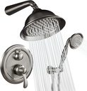 Shower System, Shower Faucet Sets Complete with Wall Mounted Shower Fixtures Rough-In Valve Body and Trim Kit (Brushed Nickel)