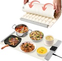 Electric Warming Tray – Full Surface Heating, Foldable & Portable Nano-Silicone Mat with 5 Temperature Settings & Auto Shut-Off – Food Warmer for Buffet & Parties (White)