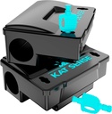 Kat Sense Rat Bait Station Traps, Reusable Humane Rodent Box Against Mice Chipmunks N Squirrels That Work, Smart Tamper Proof Cage House to Secure Bait Block and Pellets, Mouse Bait Station Outdoor