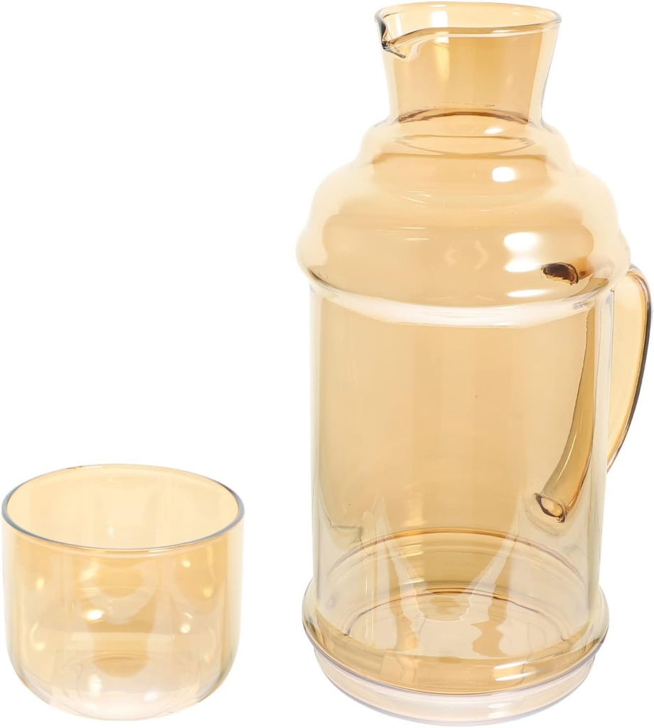 Garneck 1pc Vintage Design Glass Pitcher - Amber Kettle for Iced Tea Juices Beverages for Home Office Parties Picnics