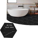 36 PCS Hexagon Peel and Stick Floor Tile Black Marble Peel and Stick Floor Tile Waterproof Vinyl Flooring Self Adhesive Floor Tiles Bathroom Peel and Stick Floor Tile, Covers 21.5 Sq Ft