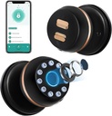 Fingerprint Door Lock, Smart Door Knob with Keypad, Finger Print Biometric Door knobs with App Control, Keyless Smart Door Lock for Bedrooms, Hotel, Office, Apartment, Real-Person Voice Prompts