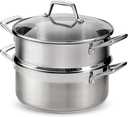Tramontina Gourmet 5-Quart Steamer Set, Tri-Ply Base Stainless Steel Dutch Oven with Steamer Insert and Glass Lid, Induction-Ready